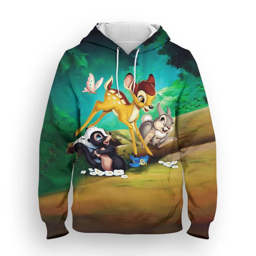 Bambi Women's Oversize Hoodie Disney 3D Print Cartoon Anime Children Sweatshirt Fashion Spring Streetwear Men's Clothing