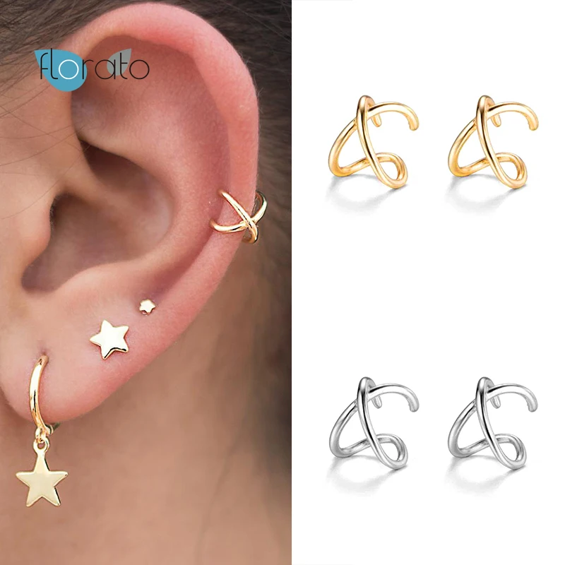 

1PC 925 Sterling Silver Metal Ear Clip Earrings for Women Geometric Minimalist Ear Cuff Without Piercing Earrings Trend Jewelry