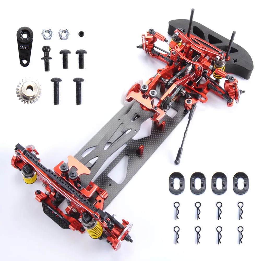 

1/10 Drift Racing Car Frame Body Kit Alloy & Carbon Fiber 078055B G4 RC Control Car DIY Red Blue and Black RC 4WD HSP Boys Toys