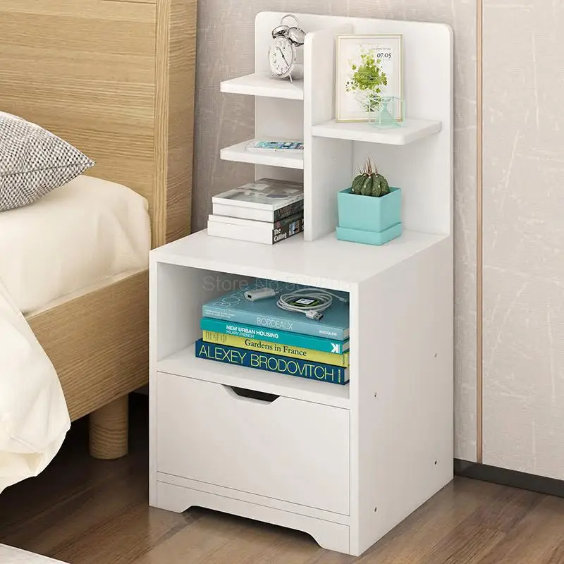 Простой прикроватный столик полка шкаф маленький простой для хранения в спальне
