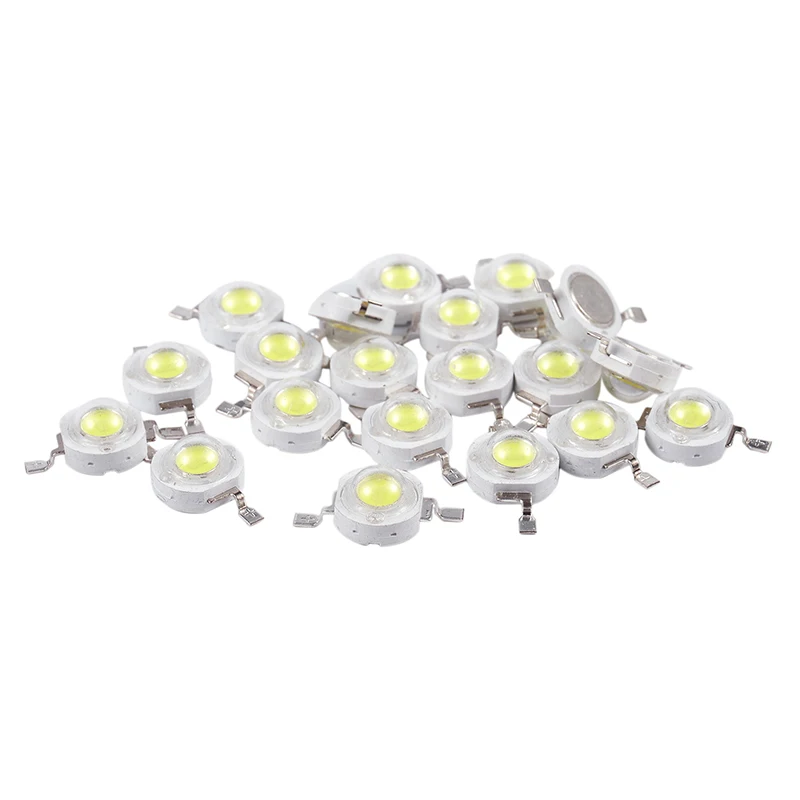 

20 Pcs High Power 2 Pin 3W White LED Bead Emitters 170-190Lm 6000K