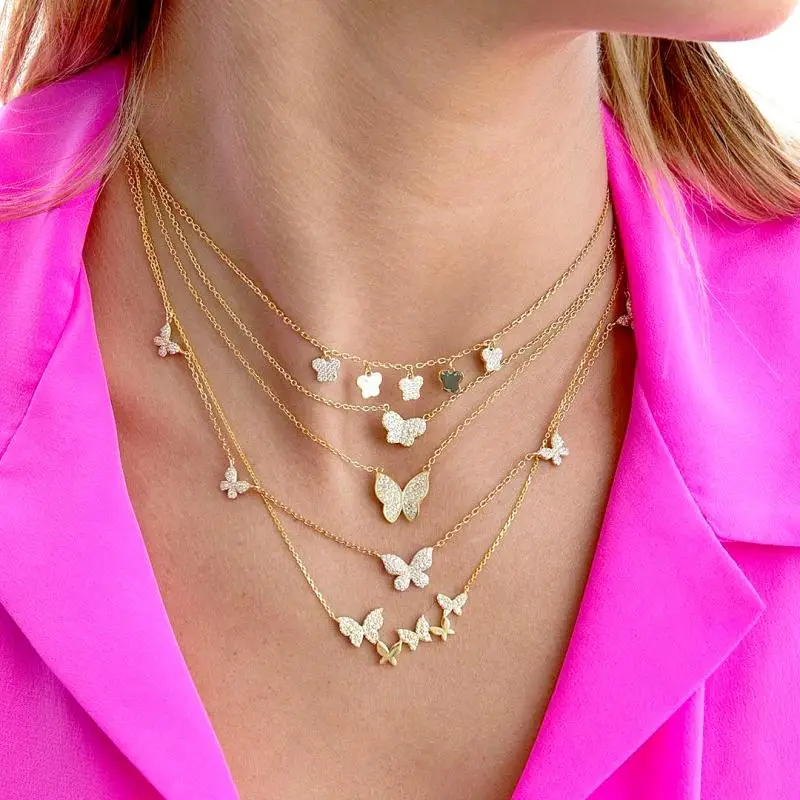 Горячая бабочка с украшением в виде кристаллов колье для женщин изготовлено