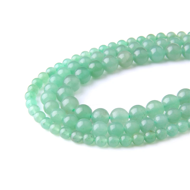 Натуральный зеленый авантюрин нефрит Круглый незакрепленный Камень Бисер для