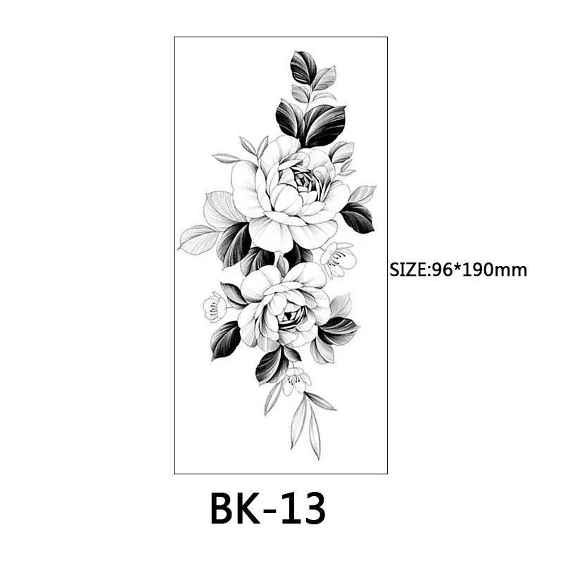 

Sketch Sexy Flower Temporary Tattoo Rose Temporary Tatto Flower Black Fake Tattoo For Woman Waterproof Roses