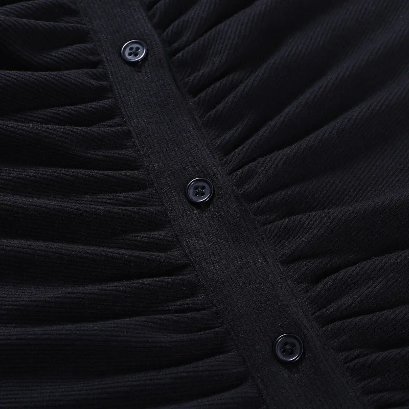 

Casual Ribbed Buttons Halter Bodycon Ruched Mini Woman Dress Summer Holiday Sleeveless Backless Female Knitted Dresses Street