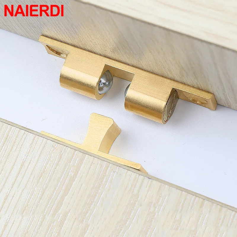 

NAIERDI 2PCS Brass Door Stop Adjustable Cabinet Catches Double Spring Steel Ball Catch Latch For Wardrobe Furniture Fittings