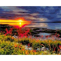 sunset oil painting by numbers landscape acrylic paint for adults diy craft kits handmade drawing coloring by numbers decoration
