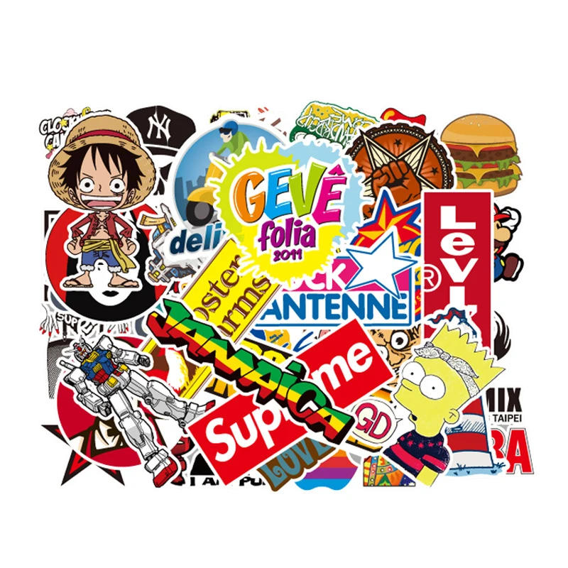 

100Pcs One Piece Anime Stickers Waterproof Skateboard Luggage Laptop Motorcycle Guitar Bicycle Cartoon DIY Sticker Kids Toys