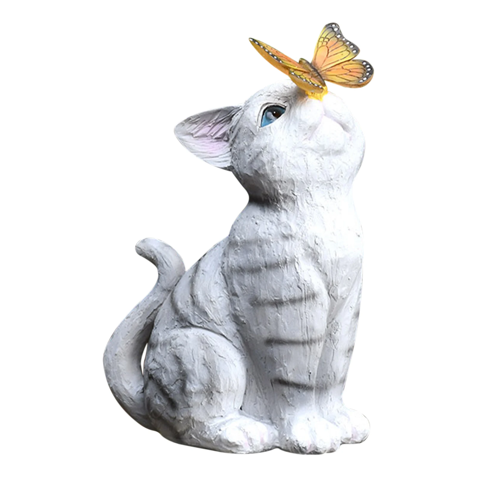 

Indoor Outdoor LED Butterfly Resin Yard Art Gift Durable With Solar Light Cat Statue Kitten Sculpture Garden Decor Lawn Ornament
