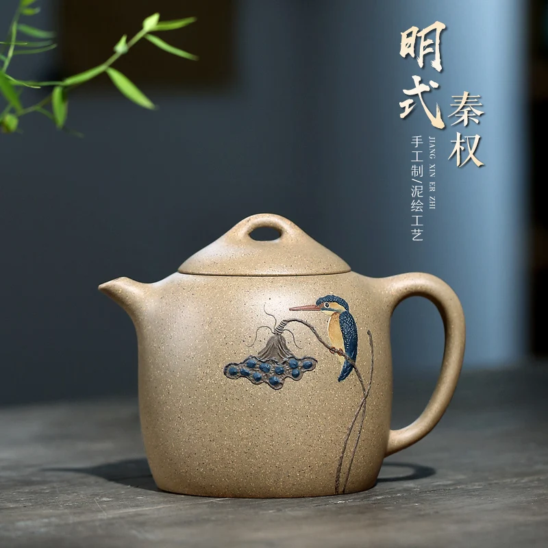 

★Two 】 yixing recommended pure manual teapot home outfit Pan Ye mud mud painting Qin Quan 310 cc