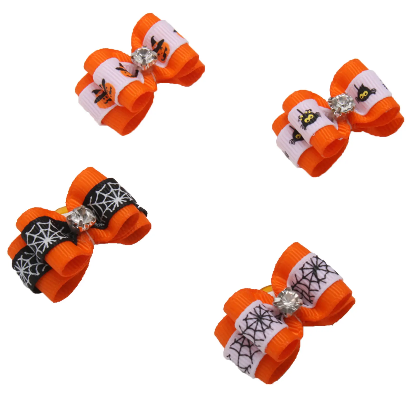 

Оптовая продажа, 10 шт., головной убор для домашних животных с рисунком в виде паутины/тыквы/паутины с бантом и резиновой лентой