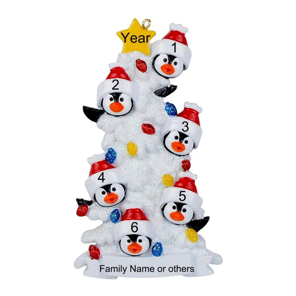 Смола Пингвин семья из 3 рождественские украшения с белой елкой как