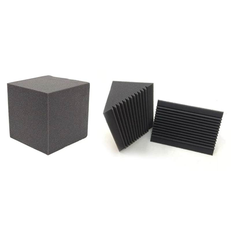 

6 PCS Acoustic Foam Charcoal/Black Bass Trap Sound Absorption Studio & 2Pcs Sound Insulation Cotton Polyurethane Cotton