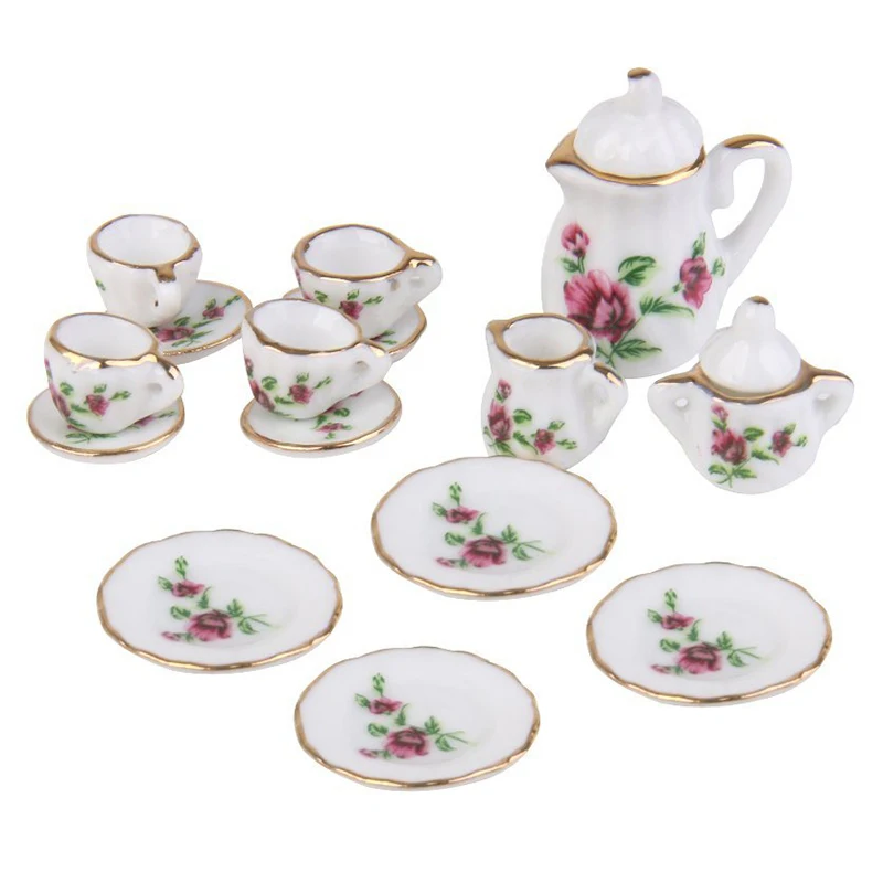 1/12 кукольный домик Миниатюрный фарфоровый чайный набор тарелка для чашки