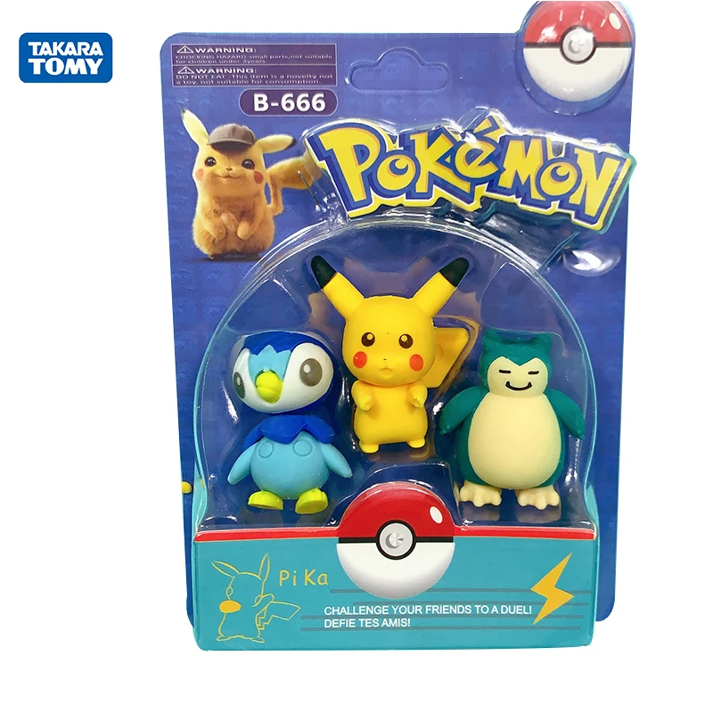 

3D TAKARA TOMY Pokemon Cartoon ластик-игрушка эльф, Пикачу, ластик-карандаш, школьные принадлежности, подарок на день рождения для детского сада