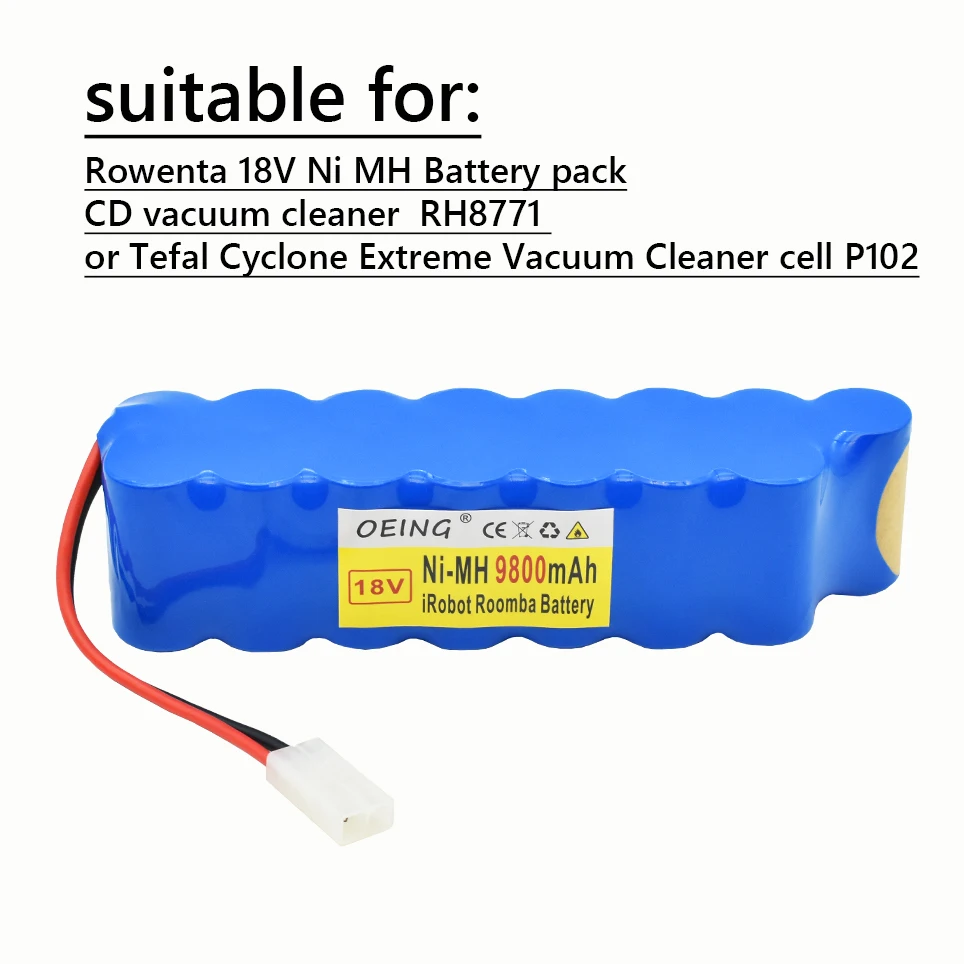 

2021 NEW 9800mAh for Rowenta 18V Ni MH Battery pack CD vacuum cleaner RH8771 or Tefal Cyclone Extreme Vacuum Cleaner cell P102