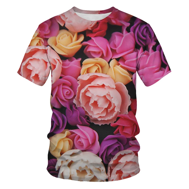 

Tulip Rose Flower Children t shirt mens Streetwear Summer 3D Print Men Kids Fashion Harajuku t-shirt Funny Hip-hop Casual Tops