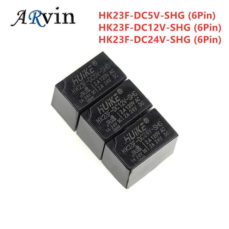 5 шт./лот HUIKE реле HK23F DC5V SHG DC12V DC24V вольт Мощность В 12 24 постоянного тока 2A 2 6 Pin 0