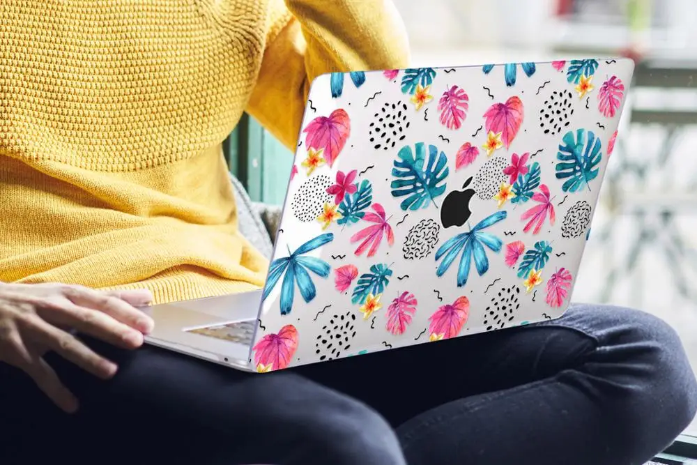 Цветочный чехол для ноутбука MacBook Air 13 A1466 A1932 Pro 13 15 16 дюймов Сенсорная панель A2141 a2159 пластиковый жесткий чехол Keybaord