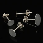 20 шт., чистое серебро 925 пробы, серьги, пустые круглые базовые настройки, 3 мм-8 мм, кабошон, серьги-гвоздики для изготовления ювелирных изделий, аксессуары для Diy