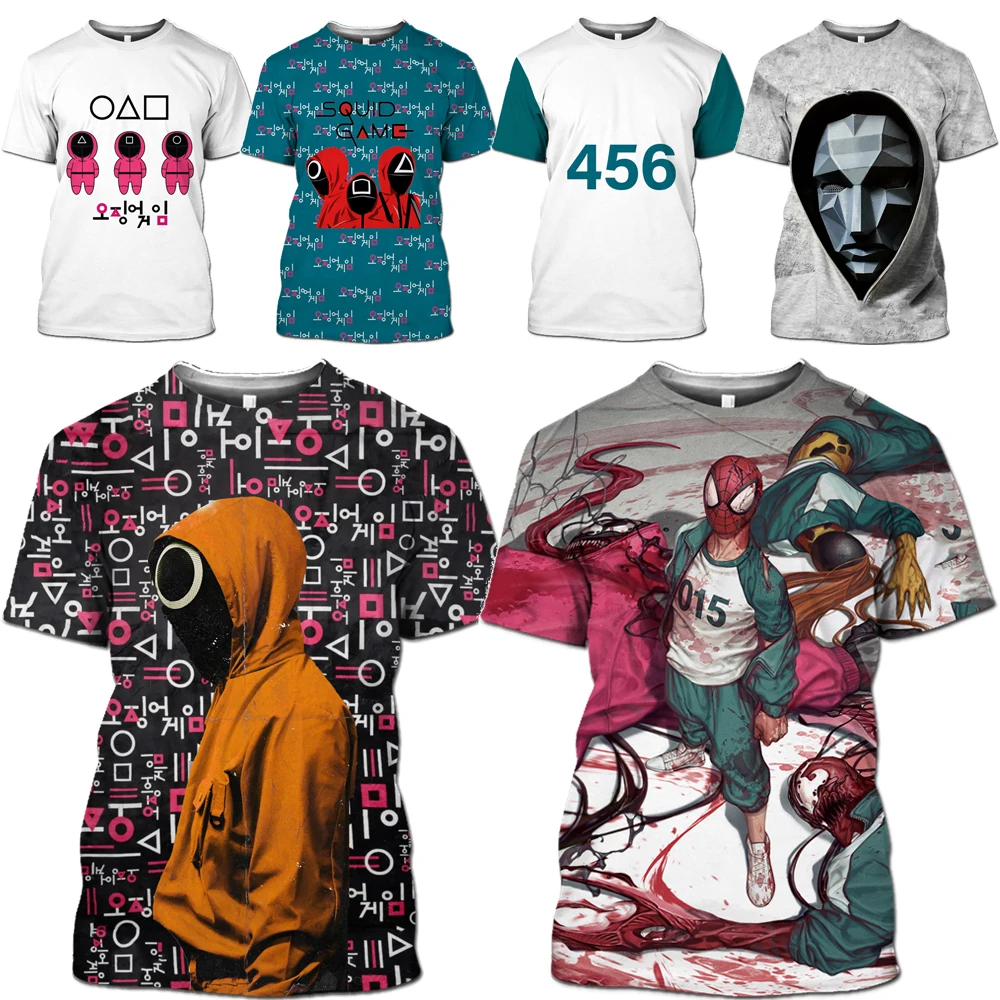 Мамба Топ кальмар игра костюм рубашка Мужчины 3D принт летняя Корейская Драма 456
