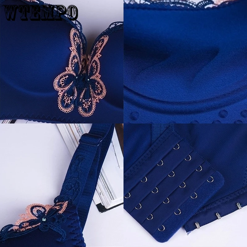 Вышивка бюстгальтеры Для женщин бюстгальтер с эффектом пуш ап сексуальное