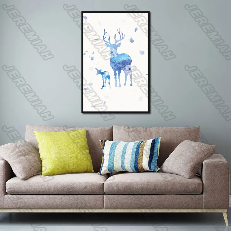

Animal Wall Elephant Giraffe Sika Deer Poster Nordic Style Wall Art Canvas Print Painting Modern Living Room Decoration