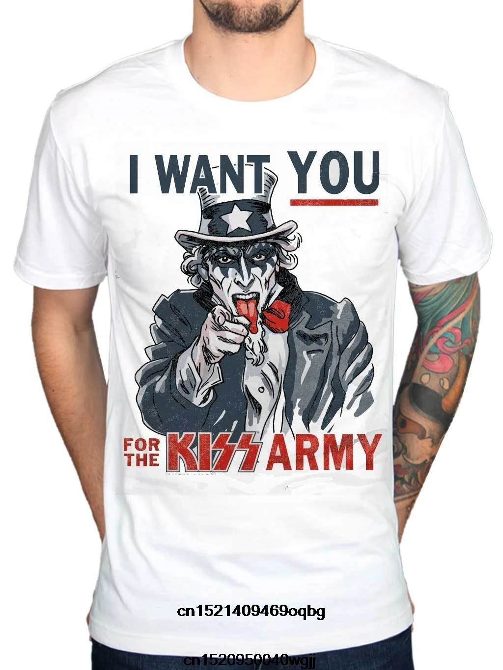 3D футболка Kiss Uncle Sam I Want You Army Rock Tour Мерч панк Инди дизайн крутая | Мужская одежда