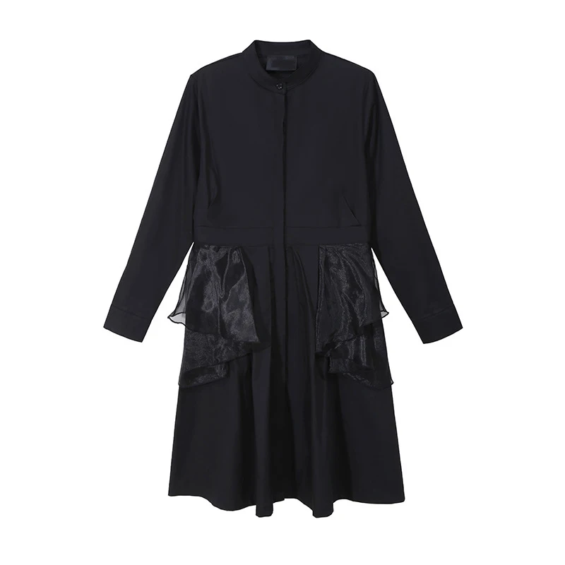 XITAO лоскутное Сетчатое повседневное однобортное платье для женщин 2020 Весенняя