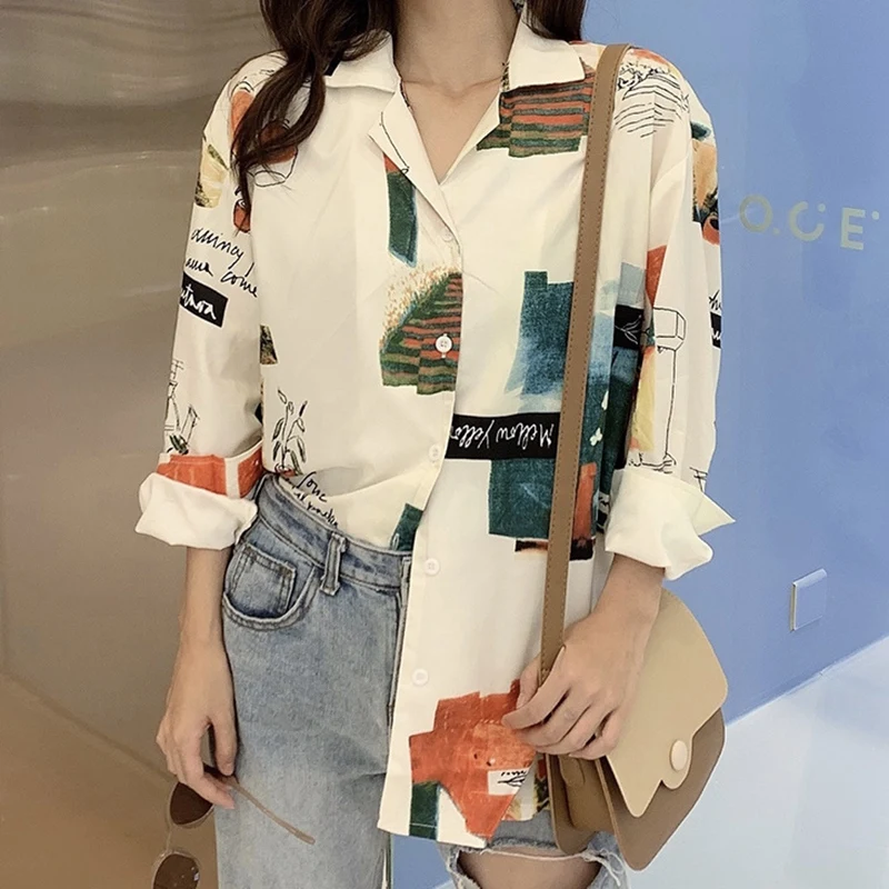 

Women Vintage Chiffon Blouses Long Sleeve Fashion Shirt Ladies Sexy Blouse Retro Clothing