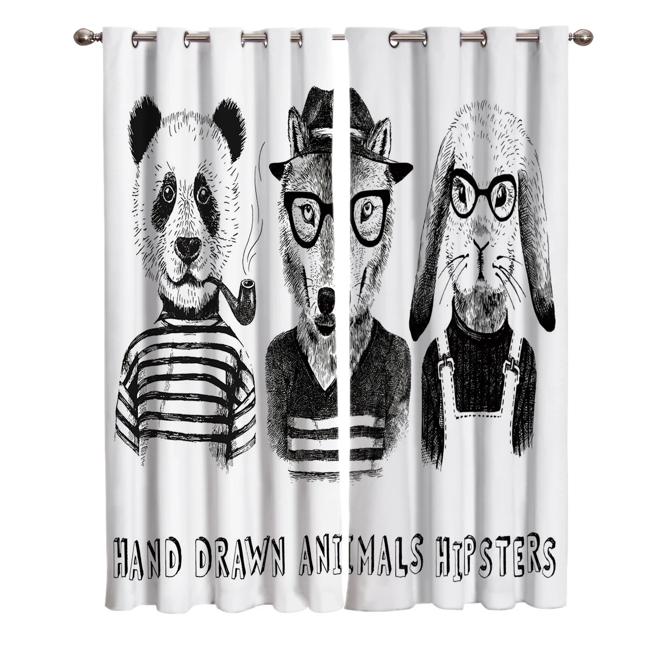 Лиса Панда Кролик животные художественные оконные шторы занавески для гостиной