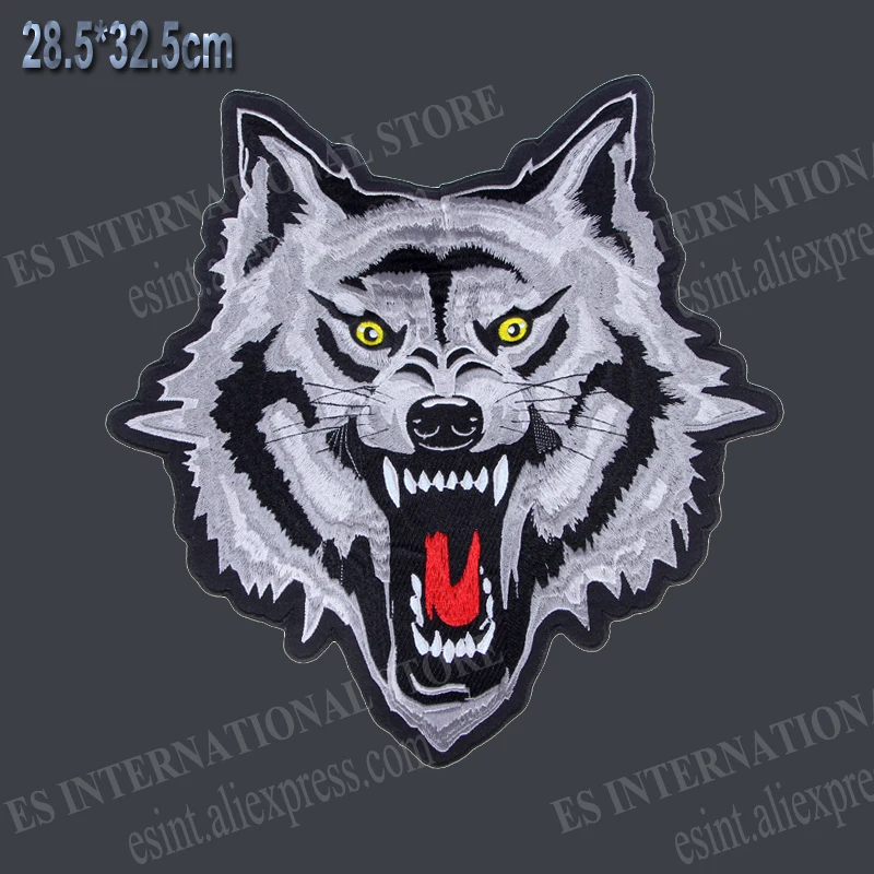 

12 дюймов свирепый рогающий волк, большие вышитые нашивки для куртки, жилета, мотоциклетная Байкерская Одежда для рукоделия, аксессуары