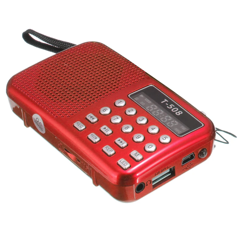 T508 мини портативный светодиодный светильник Стерео FM радио MP3 музыкальный плеер