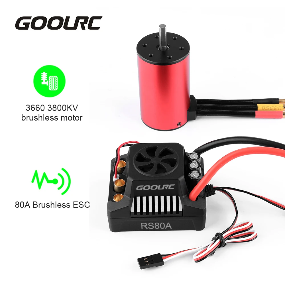 

For 1/10 RC Car Crawler Truck GoolRC 3660 3800KV Brushless Motor 80A ESC Brushless Electronic Speed Controller 6V/3A BEC