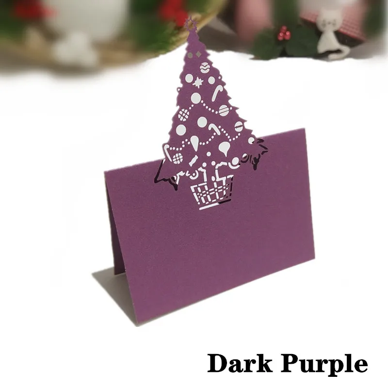 DarkPurple 10 шт. лазерная резка Рождественская елка Стекло Место карты свадебный стол украшение место карты Свадебная вечеринка украшение 9Z SH219-10 - Цвет: DarkPurple