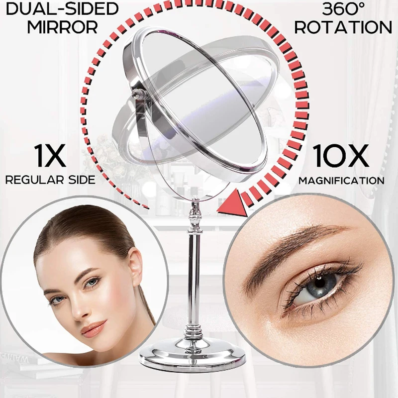 

8 Inch 5X 7X 10X Magnification Makeup Mirror 360 Rotating Professional Desktop Cosmetic Mirror 8" Double Sided Magnifier