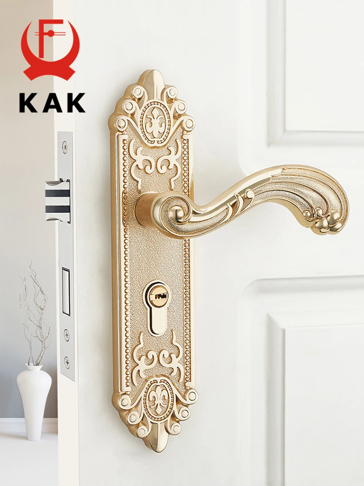 KAK европейский стиль золотые дверные замки с ключами ручки цвета слоновой кости