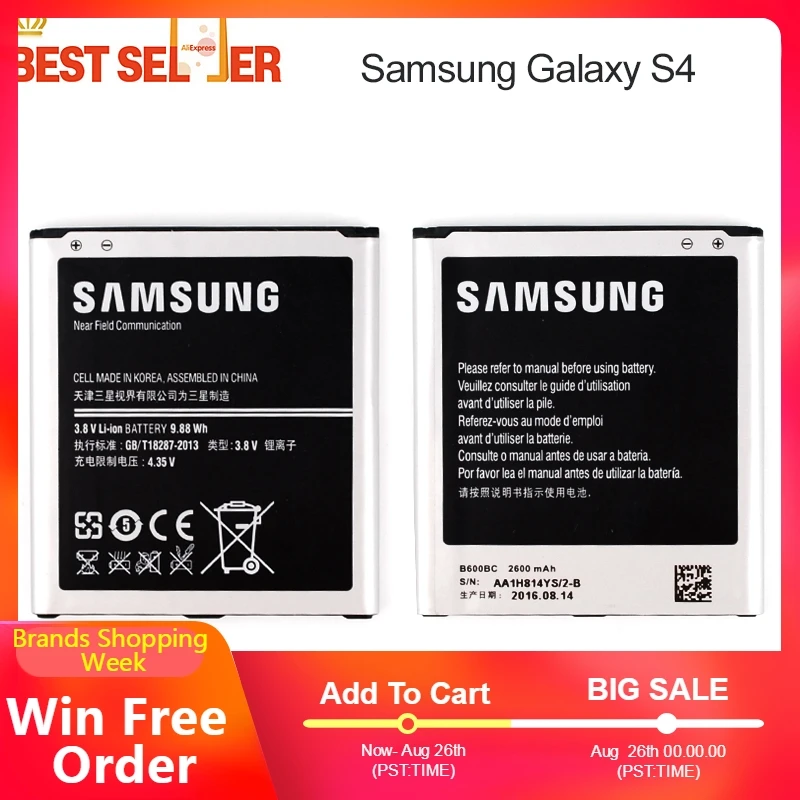 Замена оригинального Батарея в NFC B600BC для Samsung Galaxy S4 i9500 i9505 i337 i545 i9295 9500 высокое