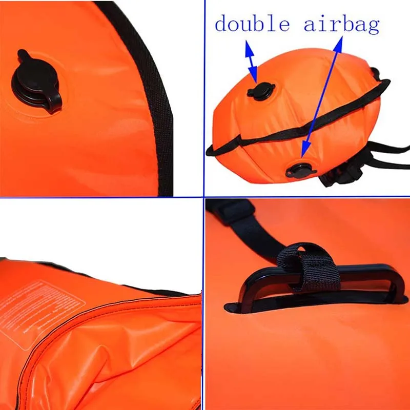 20L Inflatable Open PVC Swimming Buoy Tow Float Dry Bag Double AirBag With Belt High Visibility Water Sport Safety |