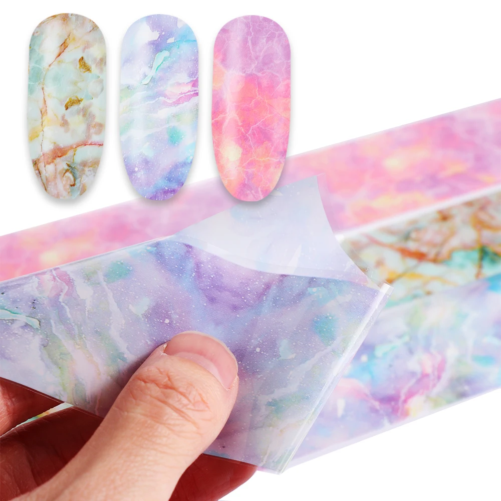 100 см Клей летний дизайн розовый мрамор ногтей Фольга наклейка звездное небо