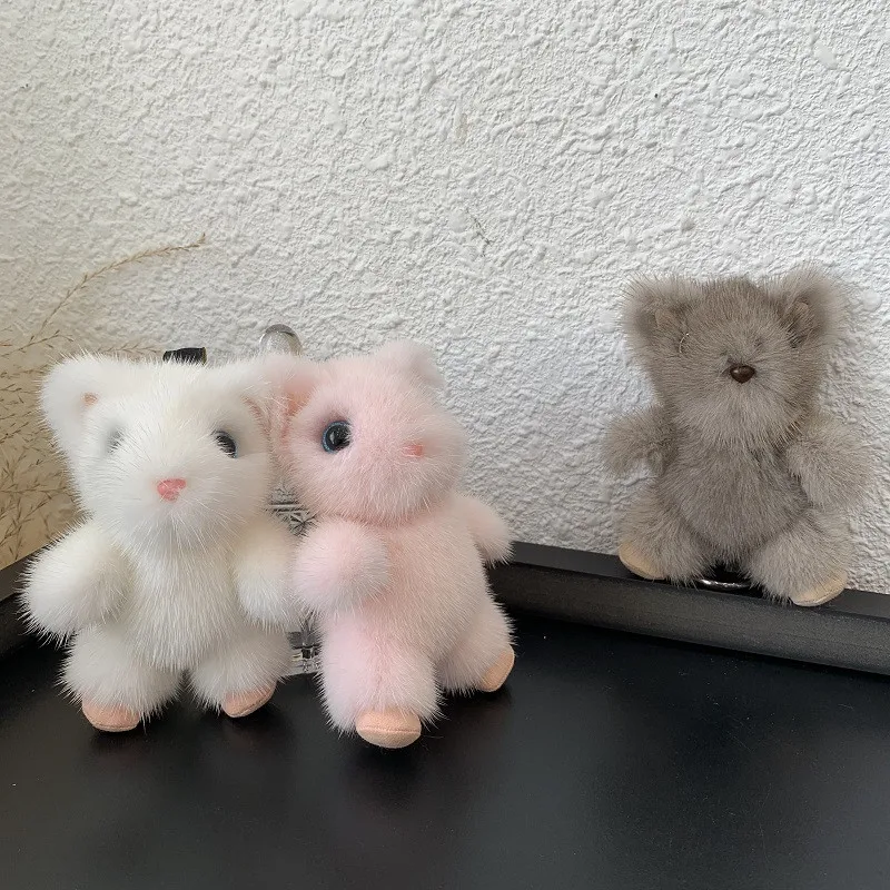 Брелок для ключей из меха норки женский высококлассный кулон в виде милой