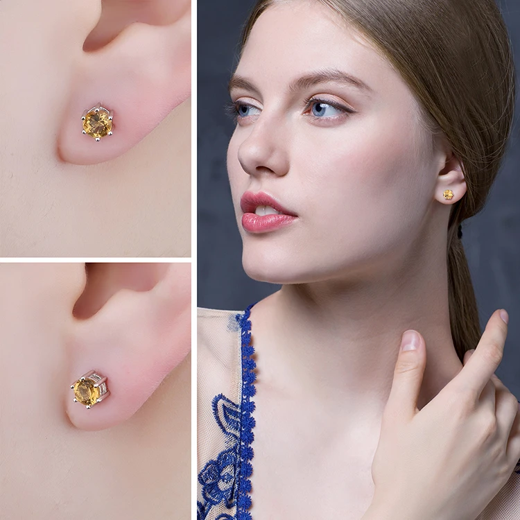 Jewelrypalace камень натуральный цитрин Серьги стержня чистого массива натуральной стерлингового серебра 925 бренд Для женщин Красивые ювелирные изделия подарок