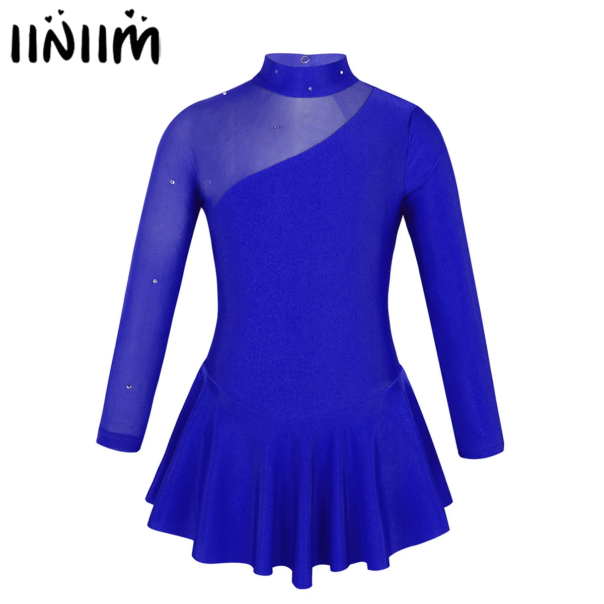 Детское бальное платье из лайкры для девочек с ложным воротником и вырезами тюля