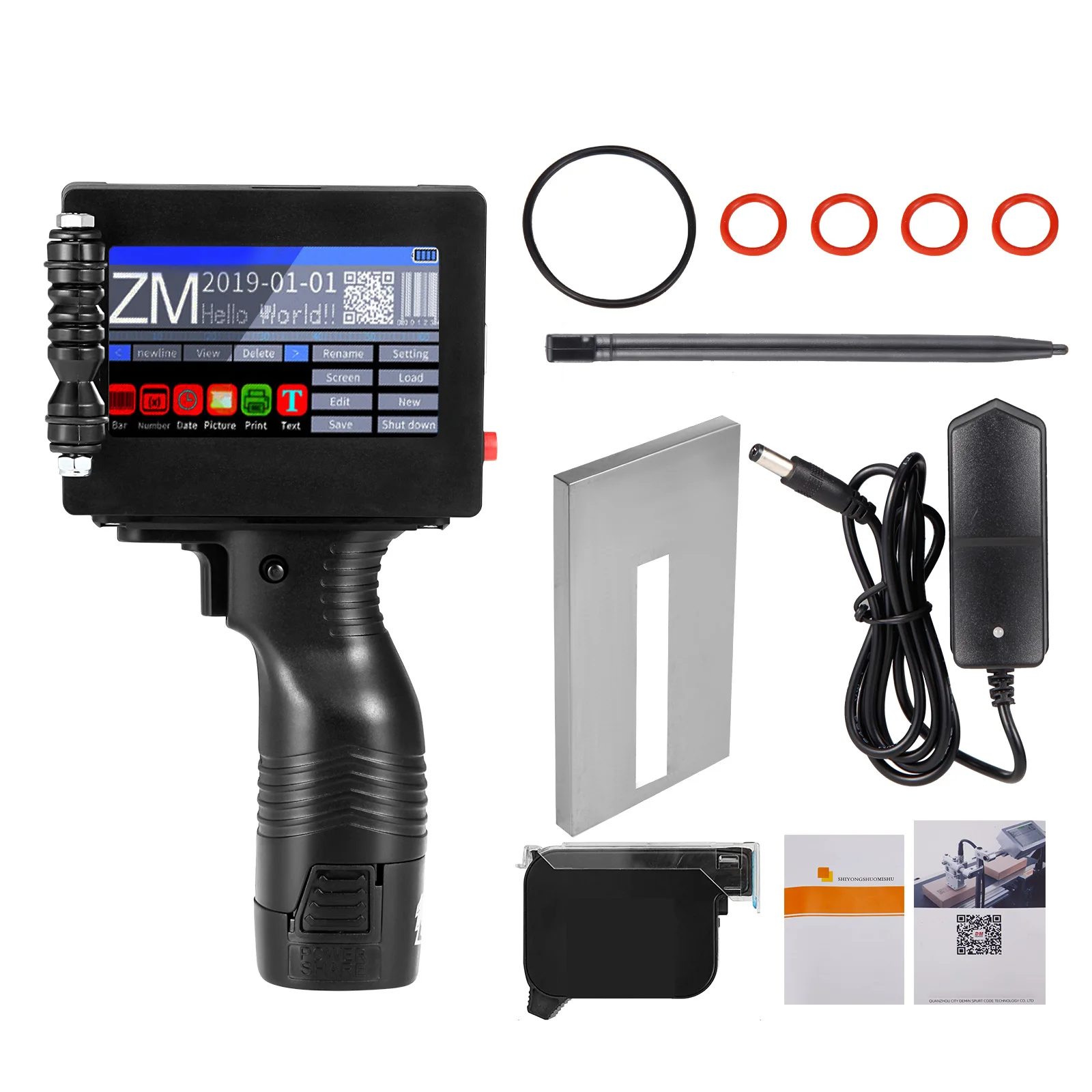 

4.3 Inch 600DPI Variable QR Bar Batch Code Date Number Logo Expiry Date Label Portable Hand Jet Handheld Thermal Inkjet Printer