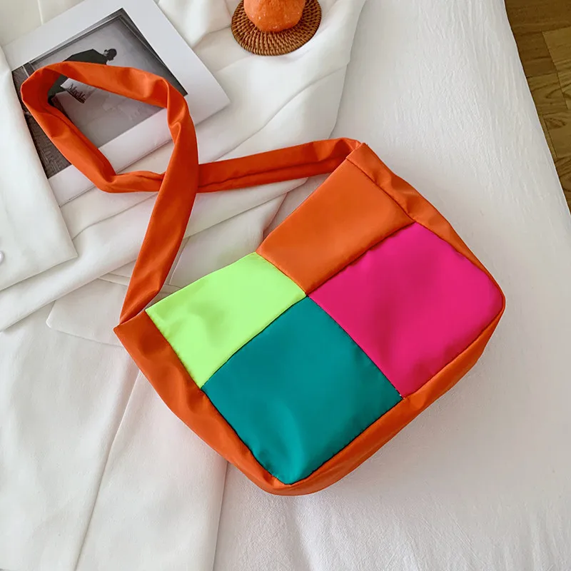 

Casual Color Matching Handbags New Fashion Canvas Women's Shoulder Bags for Women 2021 Nylon Simple Zipper Crossbody Bags