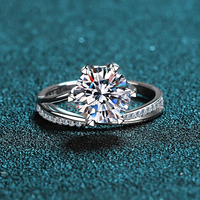 

Silver 3 Carat Excellent Cut Diamond Test Passed D Color Good Clarity Moissanite Party Ring Female Silver 925 Wedding Jewelry