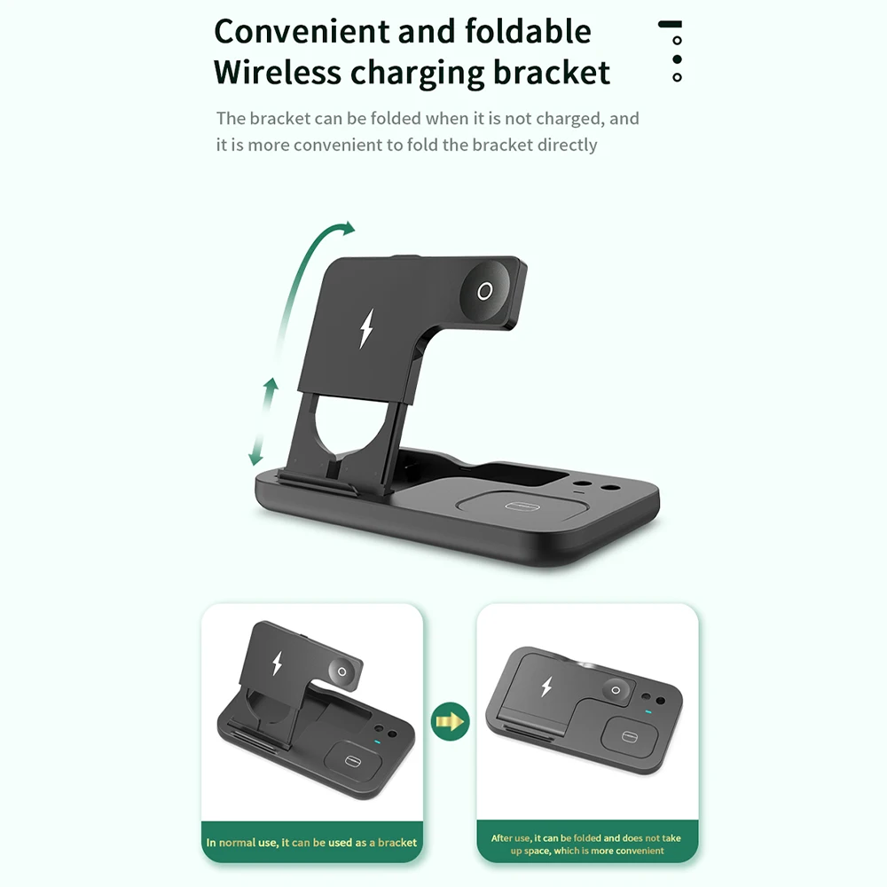 

New 15W Qi Wireless Charging Fast Charging Stand 4in1 For Apple Watch Pencil For iPhone 12 Pro Max Airpods Charging Dock Station