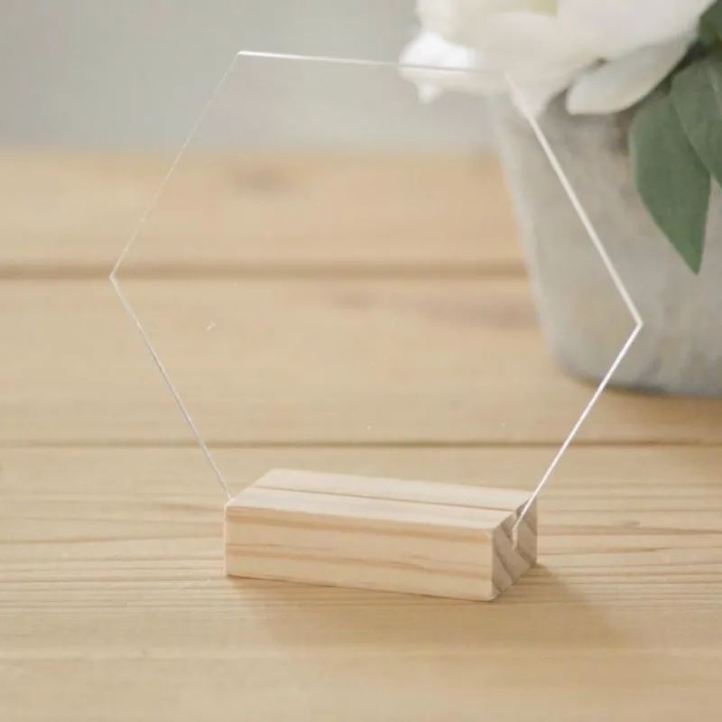 Blank Hexagon Acrylic Sign Table Number Signs for Wedding Party Decoration Freestanding Place Cards Transparent | Дом и сад