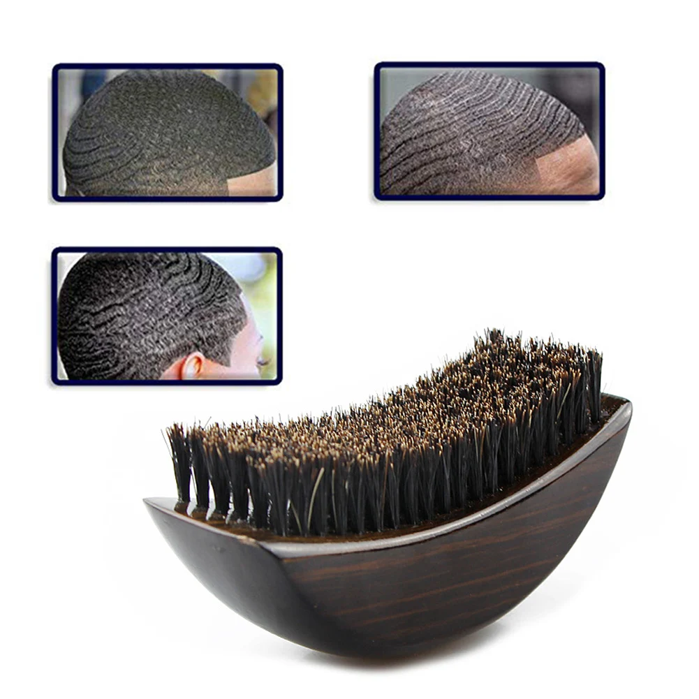 

New Men Boar Hair Bristle Beard Barber Accessories Mustache Brush Palm Soft Round Wood Handle Wave Brush Hair Beard Comb For Men