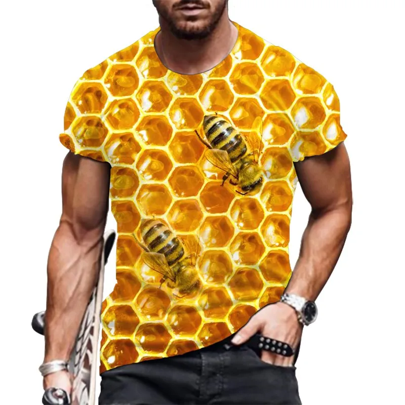 

Tunnel Graphic T-shirt Casual Harajuku Top 3D Three-Dimensional Lattice Men's T-shirt Summer O-Neck Shirt Plus Size Streetwear